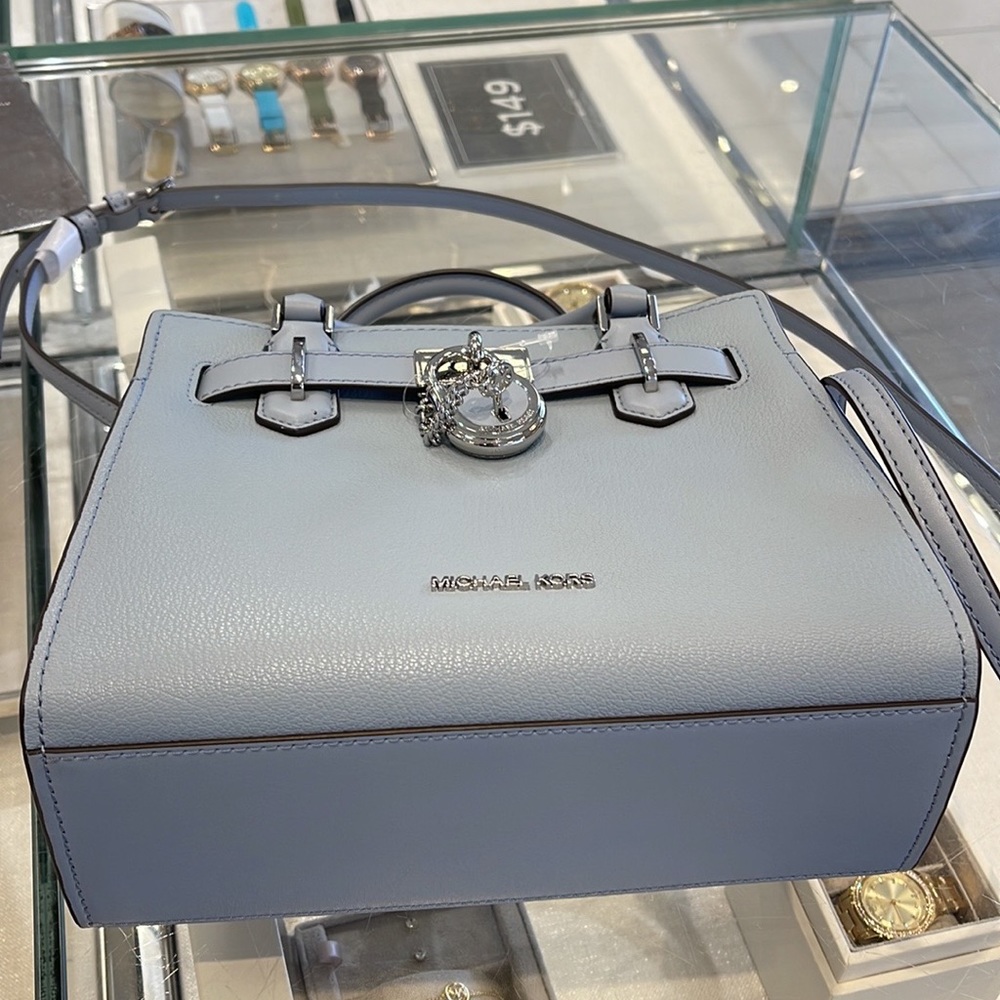 Michael Kors Hamilton Small Satchel Shoulder Crossbody Bag COLOR: Pale Blue - Picture 9 of 16